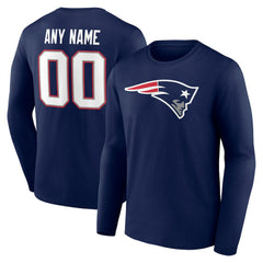 New England Patriots Team Authentic Personalized Name & Number Long Sleeve T-Shirt - Navy - NFL
