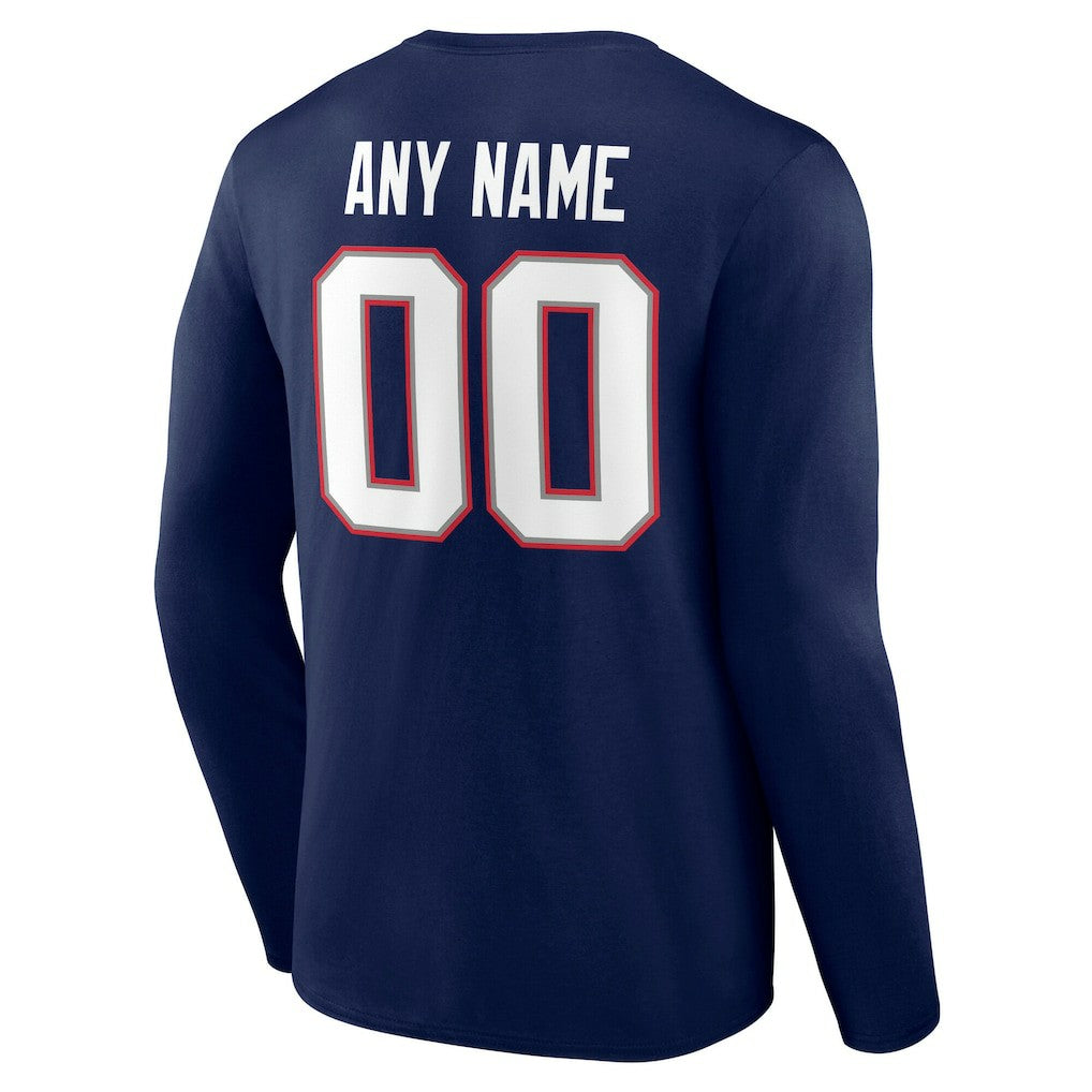 New England Patriots Team Authentic Personalized Name & Number Long Sleeve T-Shirt - Navy - NFL