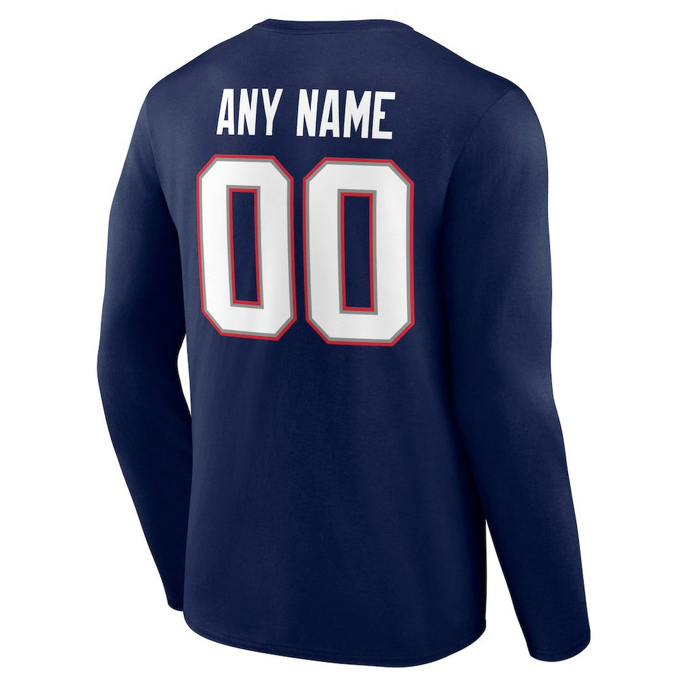 New England Patriots Team Authentic Personalized Name & Number Long Sleeve T-Shirt - Navy - NFL