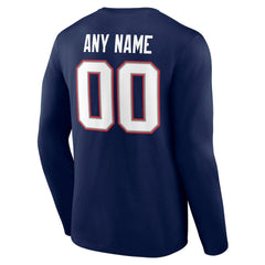 New England Patriots Team Authentic Personalized Name & Number Long Sleeve T-Shirt - Navy - NFL