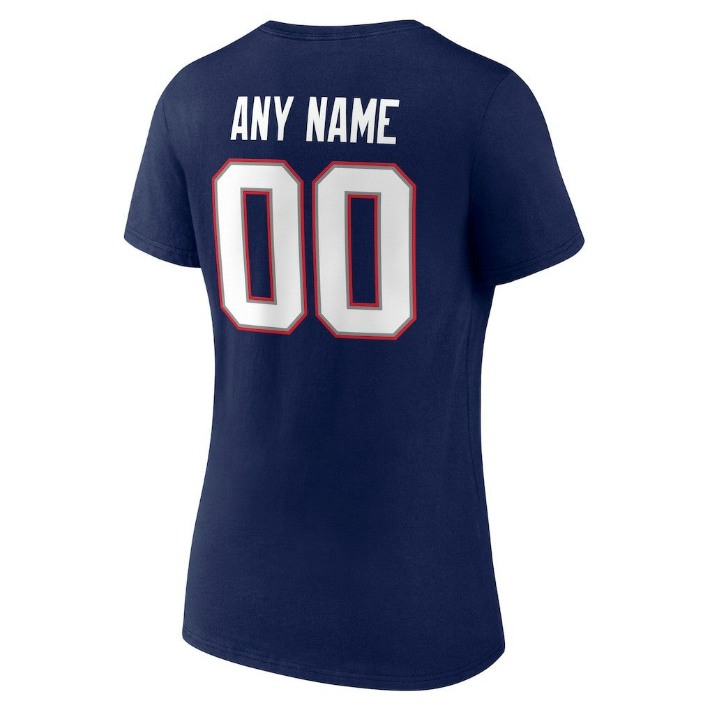 New England Patriots Women's Team Authentic Personalized Name & Number V-Neck T-Shirt - Navy - NFL
