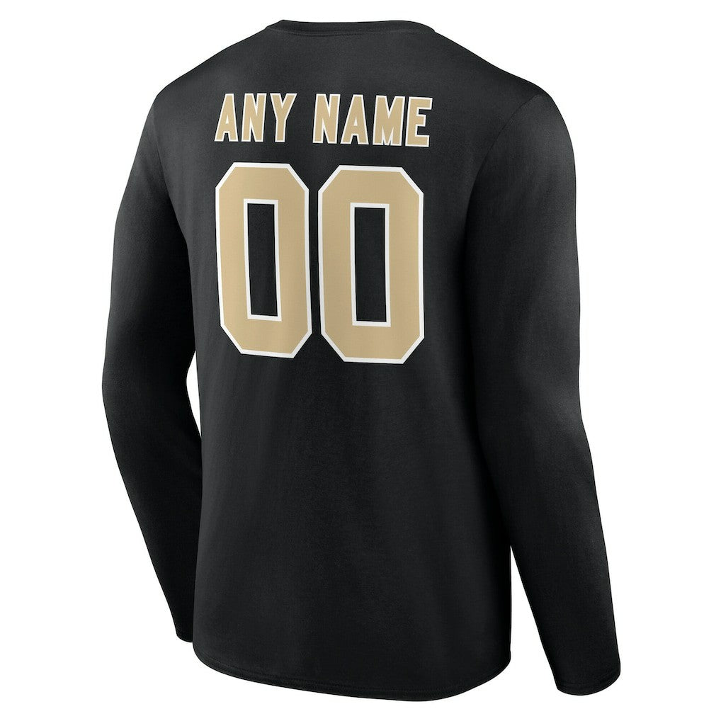 New Orleans Saints Team Authentic Personalized Name & Number Long Sleeve T-Shirt - Black - NFL