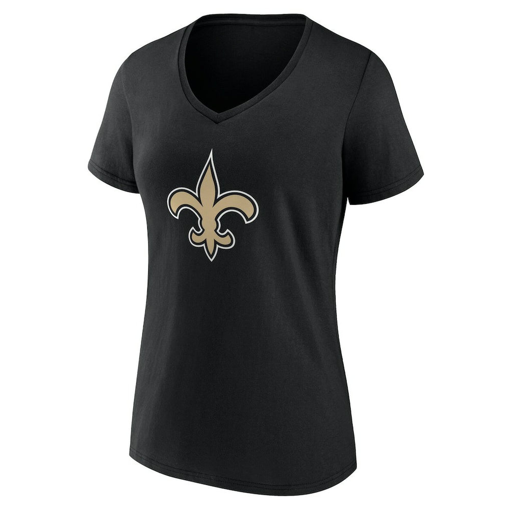 New Orleans Saints Women's Team Authentic Personalized Name & Number V-Neck T-Shirt - Black - NFL