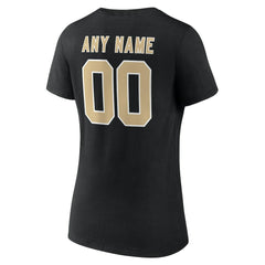 New Orleans Saints Women's Team Authentic Personalized Name & Number V-Neck T-Shirt - Black - NFL