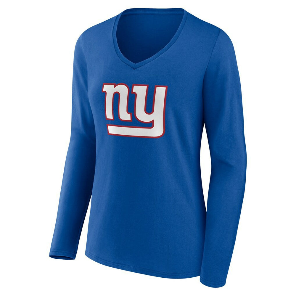 New York Giants Women's Team Authentic Personalized Name & Number Long Sleeve V-Neck T-Shirt - Royal - NFL