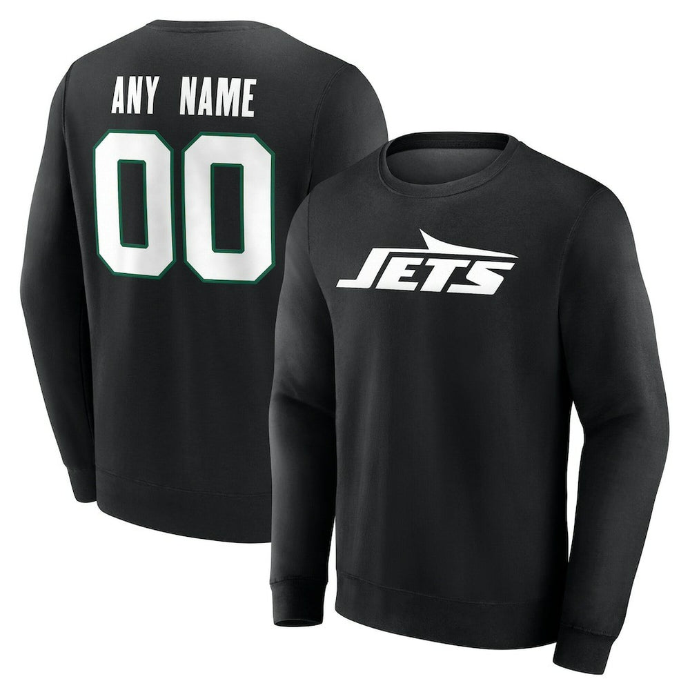 New York Jets Team Authentic Personalized Name & Number Sweatshirt - Black - NFL