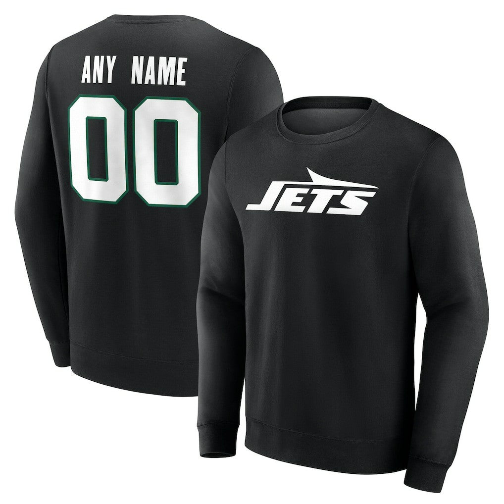 New York Jets Team Authentic Personalized Name & Number Sweatshirt - Black - NFL