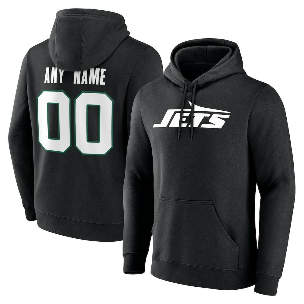 New York Jets Team Authentic Personalized Name & Number Hoodie - Black - NFL