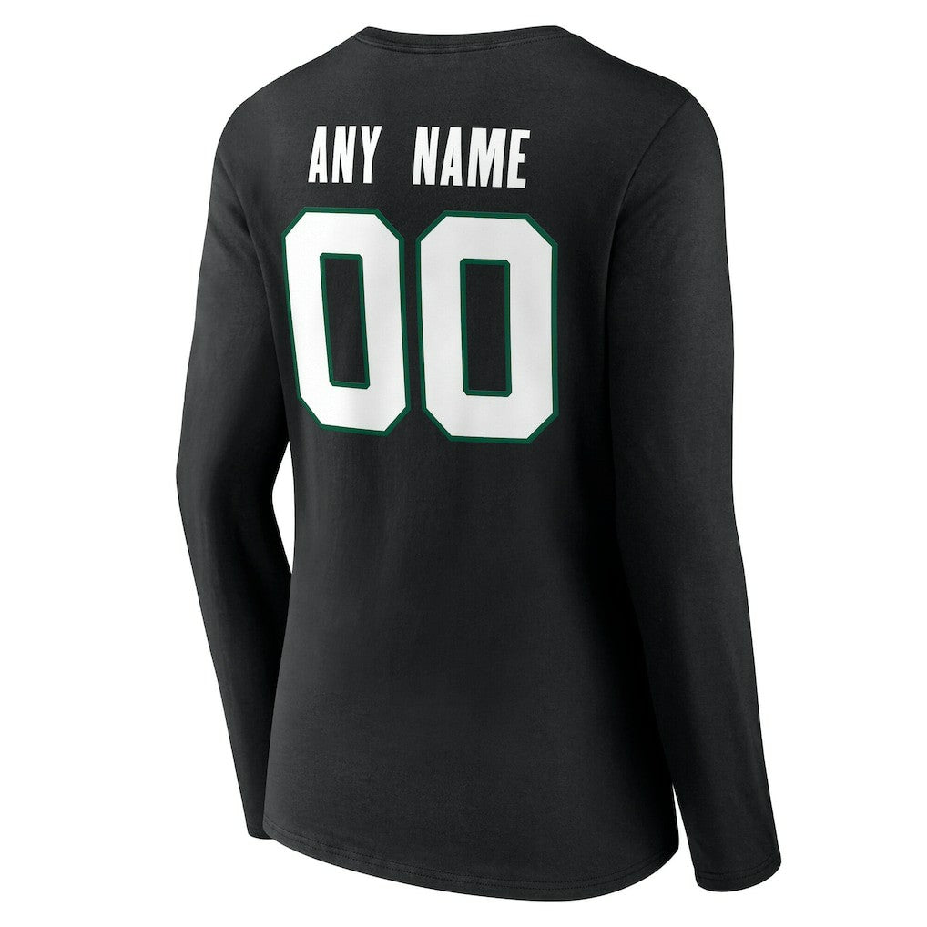 New York Jets Women's Team Authentic Personalized Name & Number Long Sleeve V-Neck T-Shirt - Black - NFL