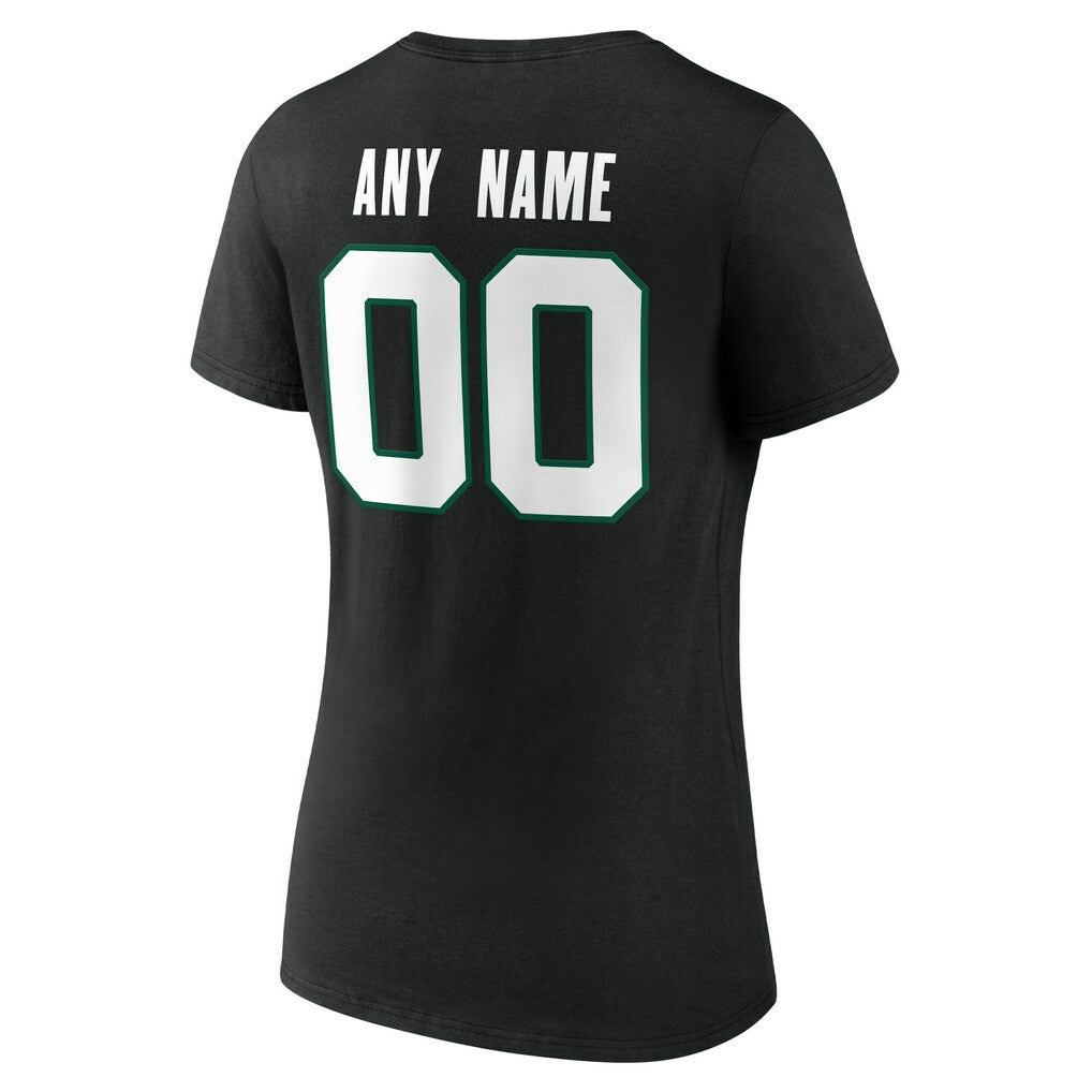 New York Jets Women's Team Authentic Personalized Name & Number V-Neck T-Shirt - Black - NFL