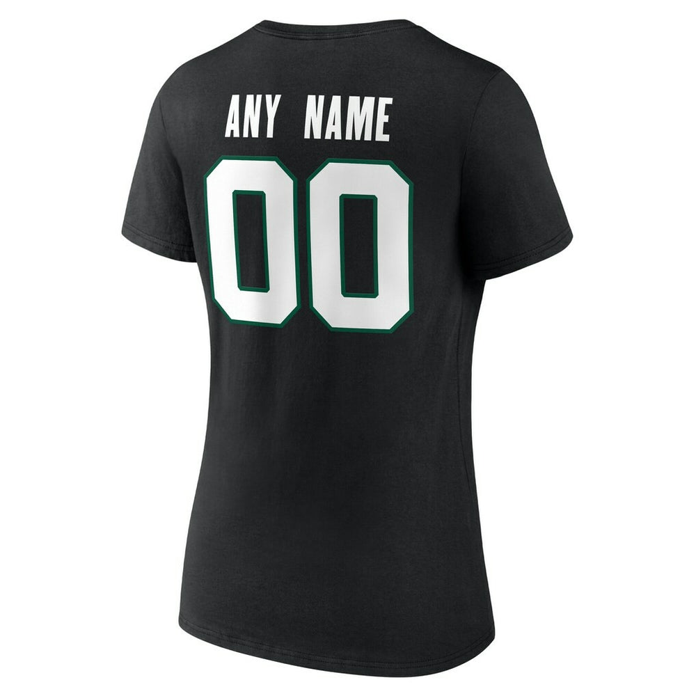 New York Jets Women's Team Authentic Personalized Name & Number V-Neck T-Shirt - Black - NFL