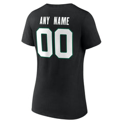 New York Jets Women's Team Authentic Personalized Name & Number V-Neck T-Shirt - Black - NFL