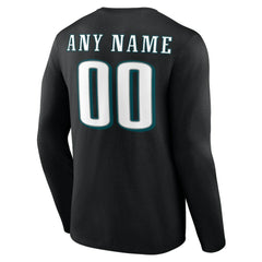 Philadelphia Eagles Team Authentic Personalized Name & Number Long Sleeve T-Shirt - Black - NFL