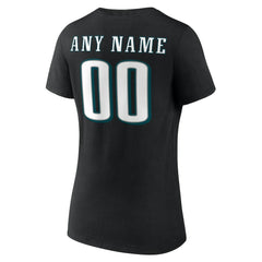Philadelphia Eagles Women's Team Authentic Personalized Name & Number V-Neck T-Shirt - Black - NFL