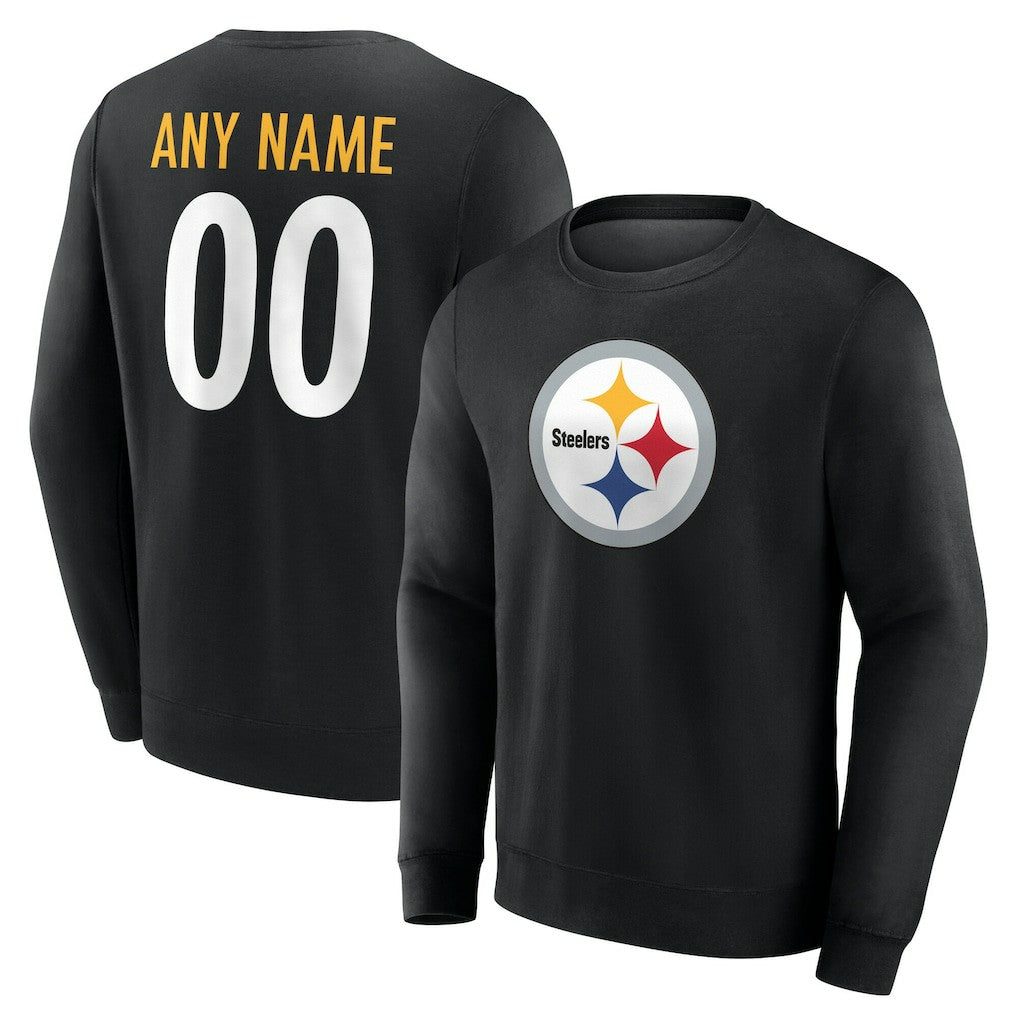 Pittsburgh Steelers Team Authentic Personalized Name & Number Sweatshirt - Black - NFL