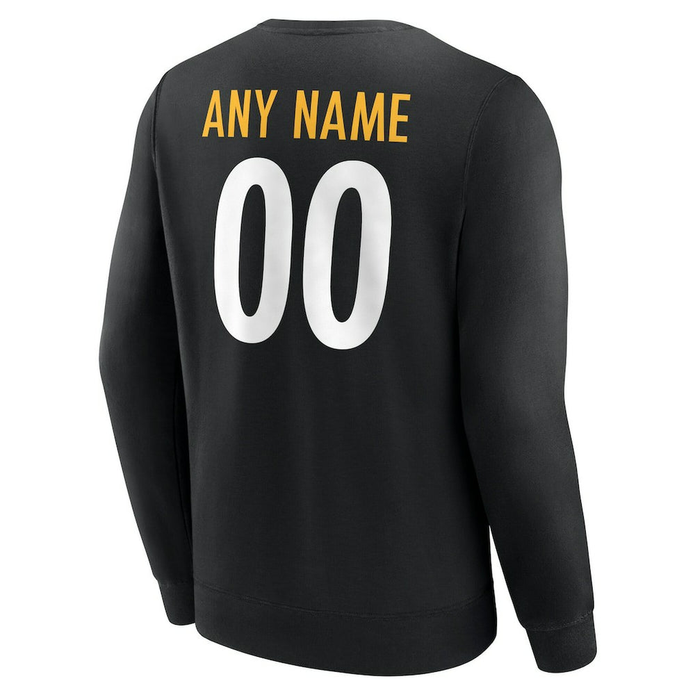 Pittsburgh Steelers Team Authentic Personalized Name & Number Sweatshirt - Black - NFL