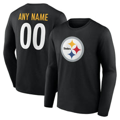 Pittsburgh Steelers Team Authentic Personalized Name & Number Long Sleeve T-Shirt - Black - NFL
