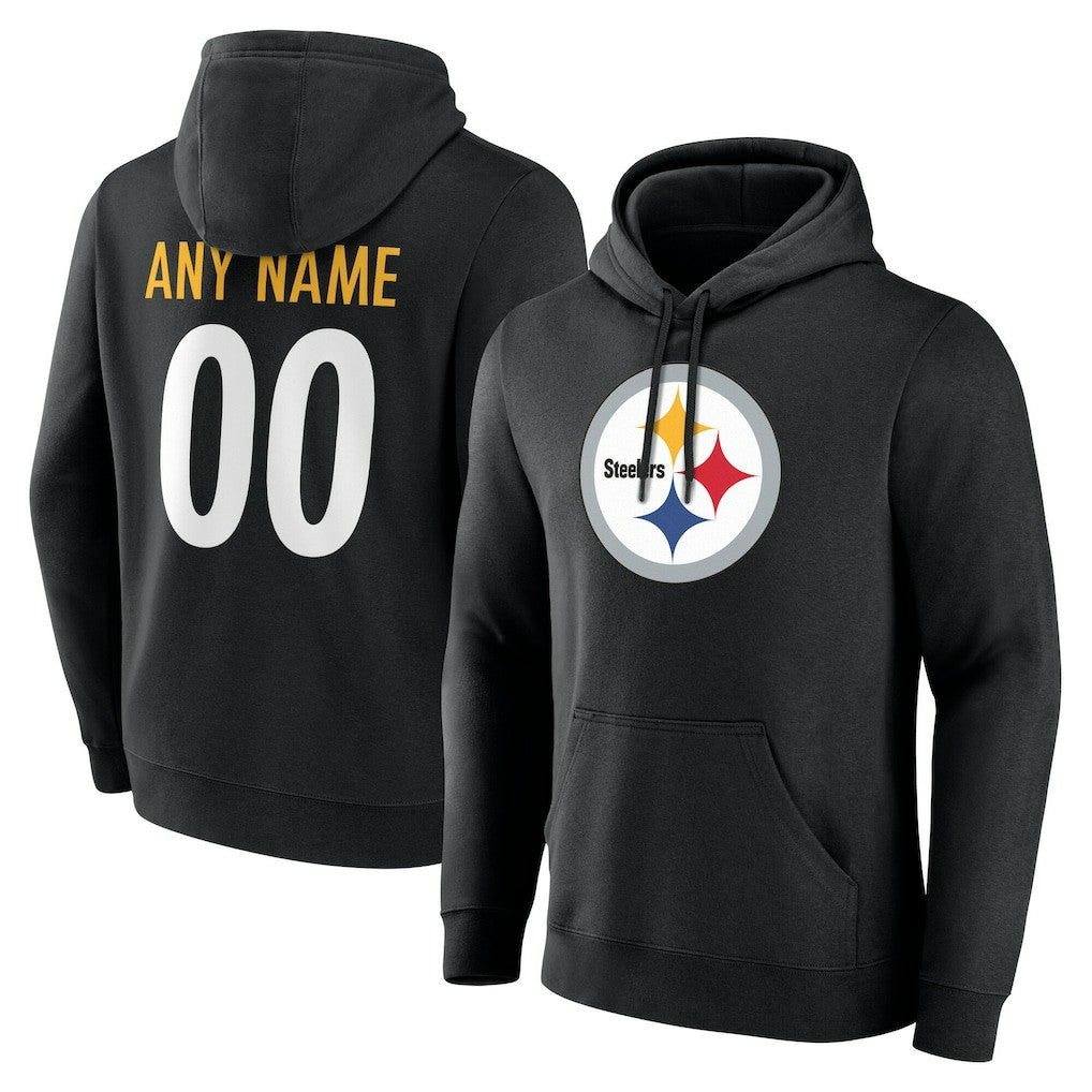 Pittsburgh Steelers Team Authentic Personalized Name & Number Hoodie - Black - NFL