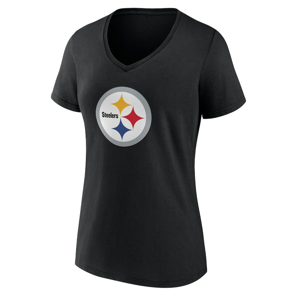 Pittsburgh Steelers Women's Team Authentic Personalized Name & Number V-Neck T-Shirt - Black - NFL