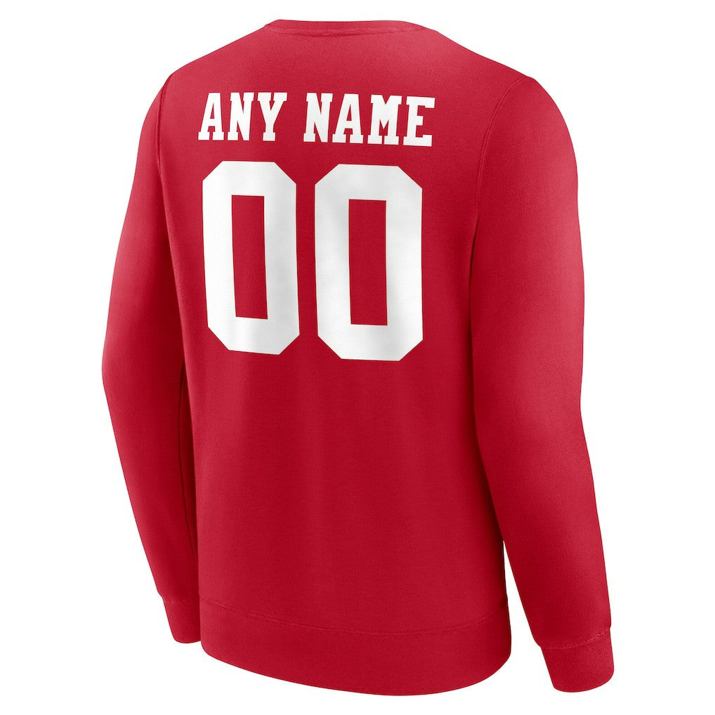San Francisco 49ers Team Authentic Personalized Name & Number Sweatshirt - Scarlet - NFL
