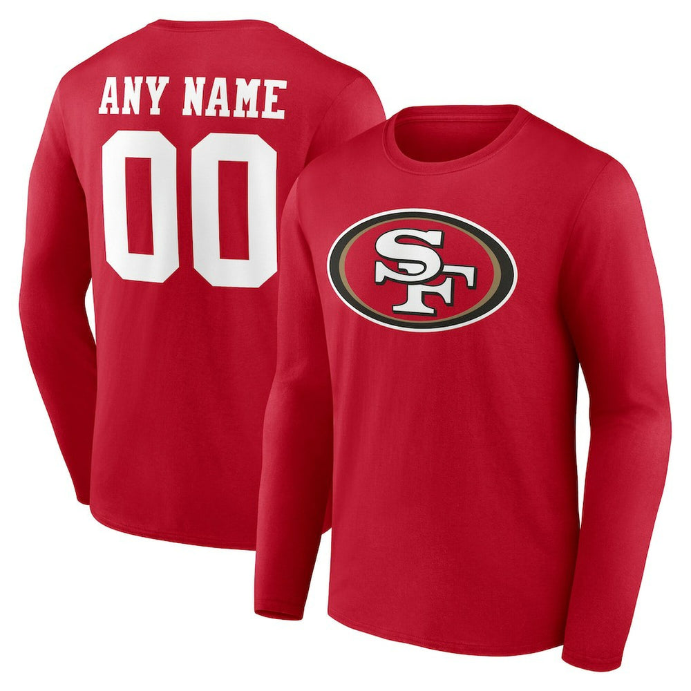 San Francisco 49ers Team Authentic Personalized Name & Number Long Sleeve T-Shirt - Scarlet - NFL