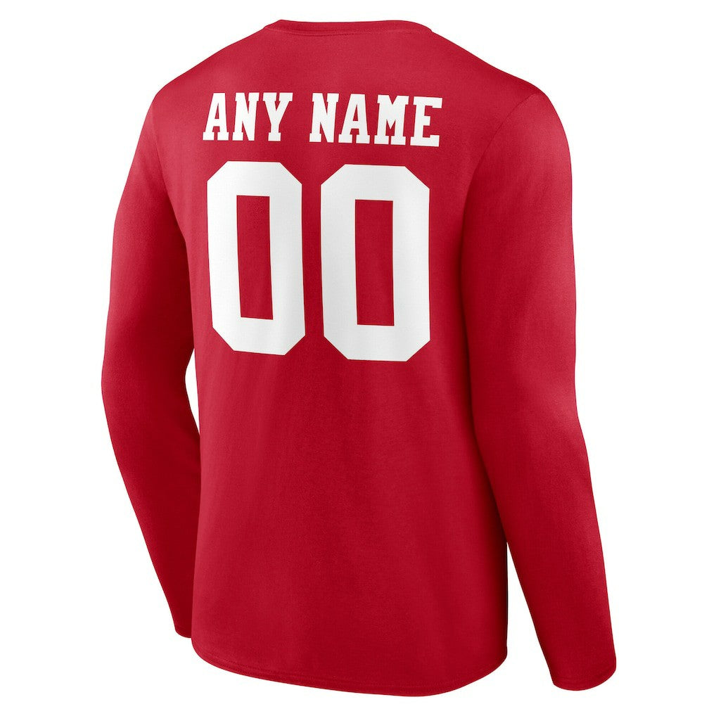 San Francisco 49ers Team Authentic Personalized Name & Number Long Sleeve T-Shirt - Scarlet - NFL
