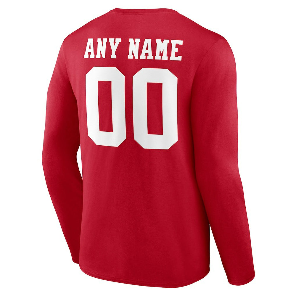 San Francisco 49ers Team Authentic Personalized Name & Number Long Sleeve T-Shirt - Scarlet - NFL