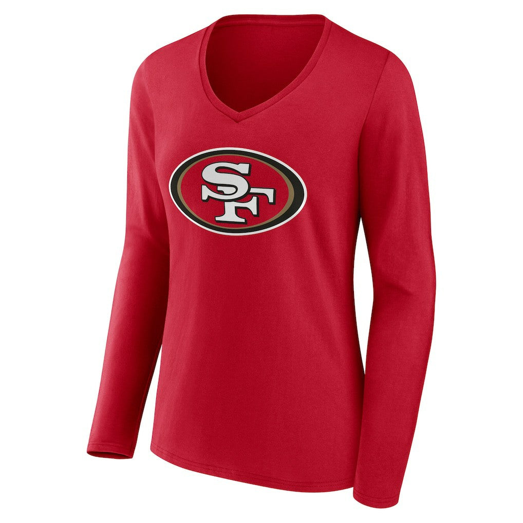 San Francisco 49ers Women's Team Authentic Personalized Name & Number Long Sleeve V-Neck T-Shirt - Scarlet - NFL