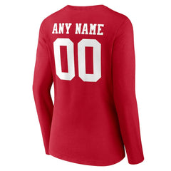 San Francisco 49ers Women's Team Authentic Personalized Name & Number Long Sleeve V-Neck T-Shirt - Scarlet - NFL