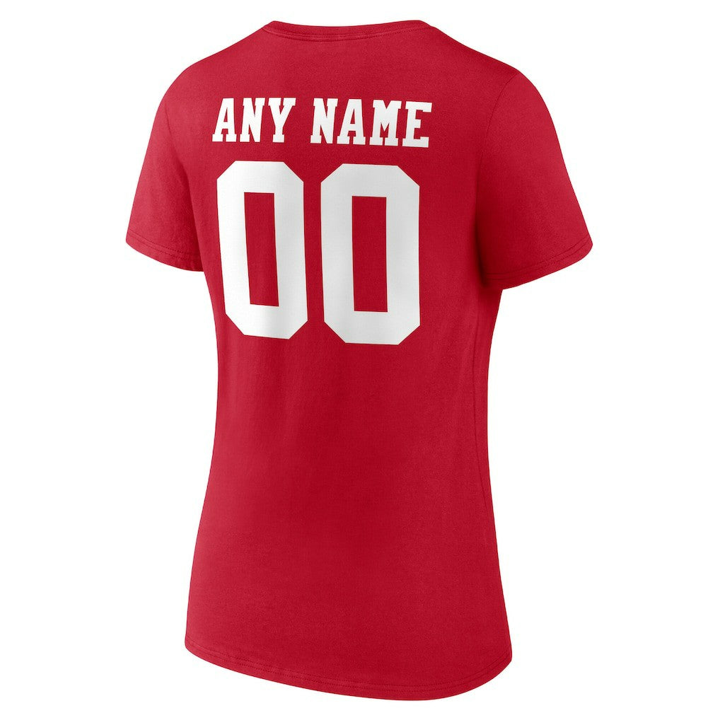 San Francisco 49ers Women's Team Authentic Personalized Name & Number V-Neck T-Shirt - Scarlet - NFL
