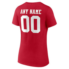 San Francisco 49ers Women's Team Authentic Personalized Name & Number V-Neck T-Shirt - Scarlet - NFL