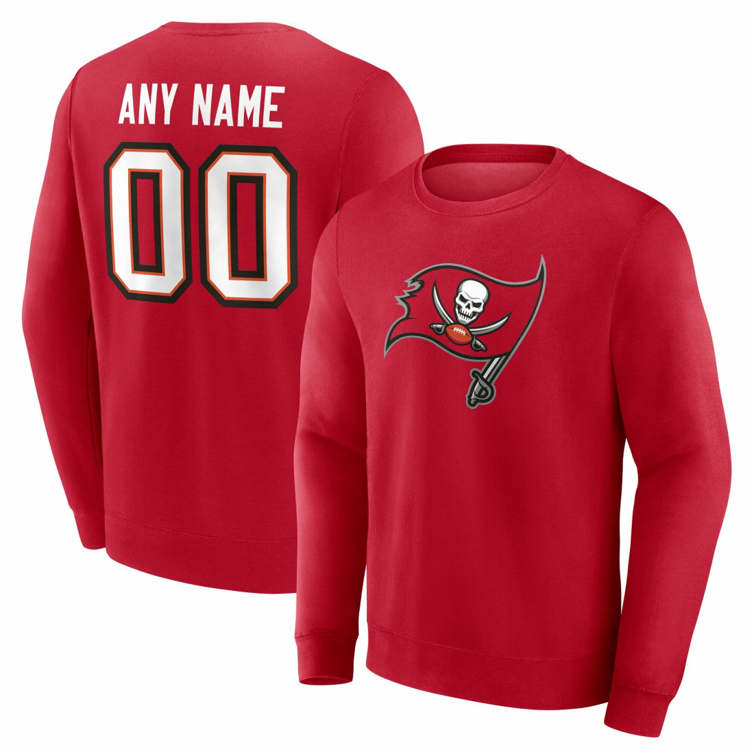 Tampa Bay Buccaneers Team Authentic Personalized Name & Number Sweatshirt - Red - NFL