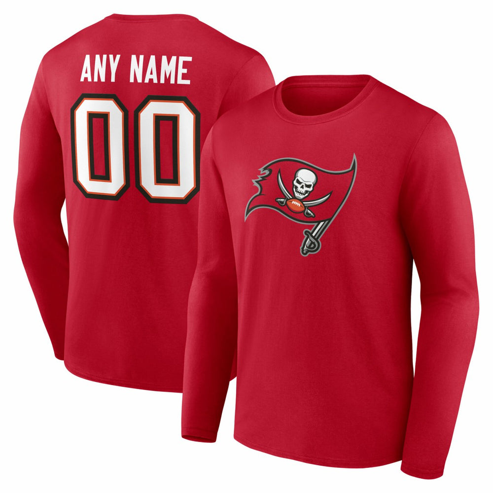 Tampa Bay Buccaneers Team Authentic Personalized Name & Number Long Sleeve T-Shirt - Red - NFL