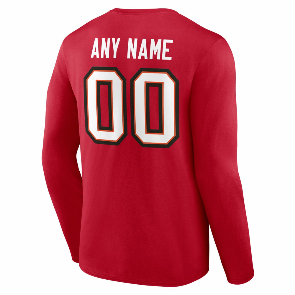 Tampa Bay Buccaneers Team Authentic Personalized Name & Number Long Sleeve T-Shirt - Red - NFL