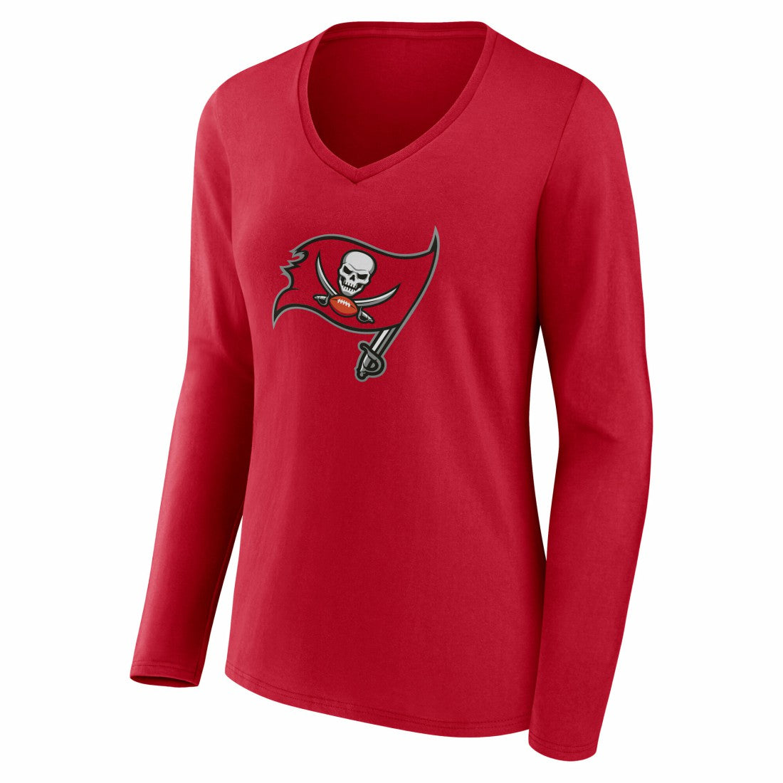 Tampa Bay Buccaneers Women's Team Authentic Personalized Name & Number Long Sleeve V-Neck T-Shirt - Red - NFL