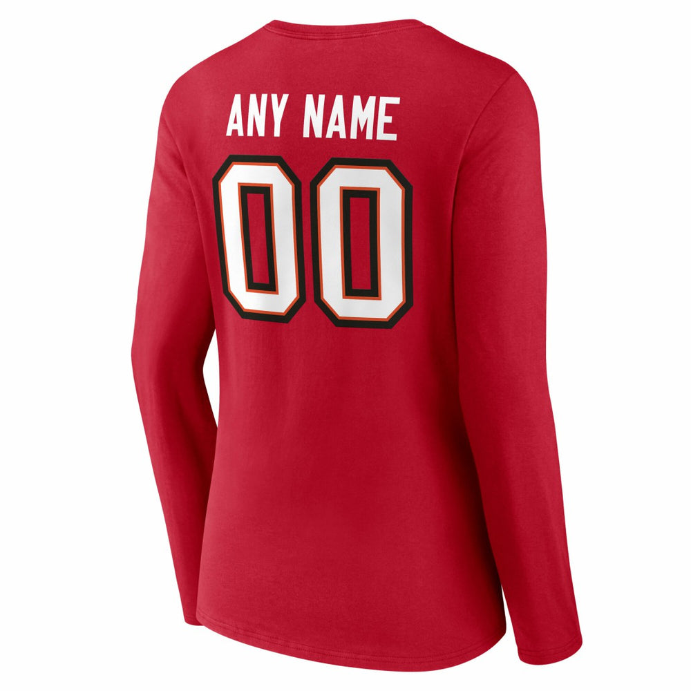 Tampa Bay Buccaneers Women's Team Authentic Personalized Name & Number Long Sleeve V-Neck T-Shirt - Red - NFL