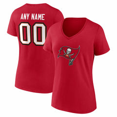 Tampa Bay Buccaneers Women's Team Authentic Personalized Name & Number V-Neck T-Shirt - Red - NFL