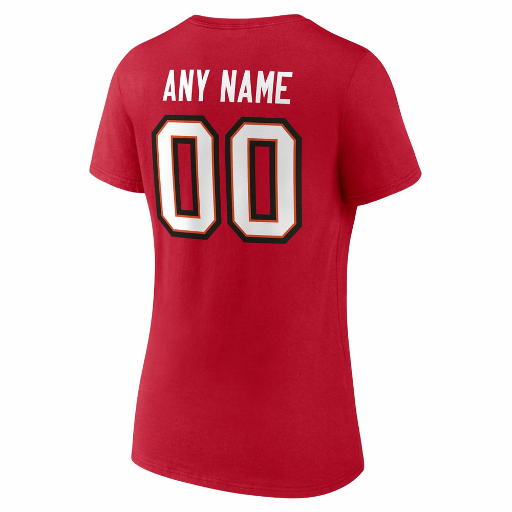 Tampa Bay Buccaneers Women's Team Authentic Personalized Name & Number V-Neck T-Shirt - Red - NFL