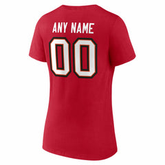 Tampa Bay Buccaneers Women's Team Authentic Personalized Name & Number V-Neck T-Shirt - Red - NFL