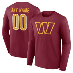 Washington Commanders Team Authentic Personalized Name & Number Long Sleeve T-Shirt - Burgundy - NFL