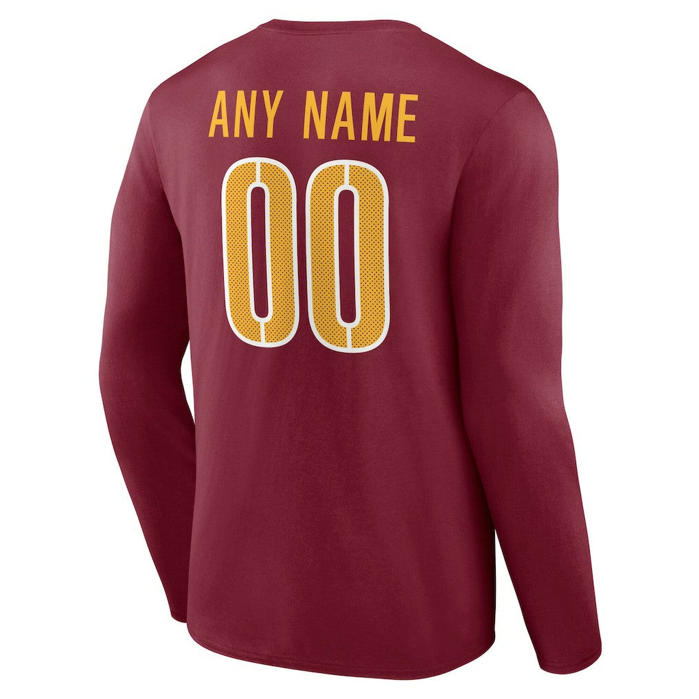 Washington Commanders Team Authentic Personalized Name & Number Long Sleeve T-Shirt - Burgundy - NFL