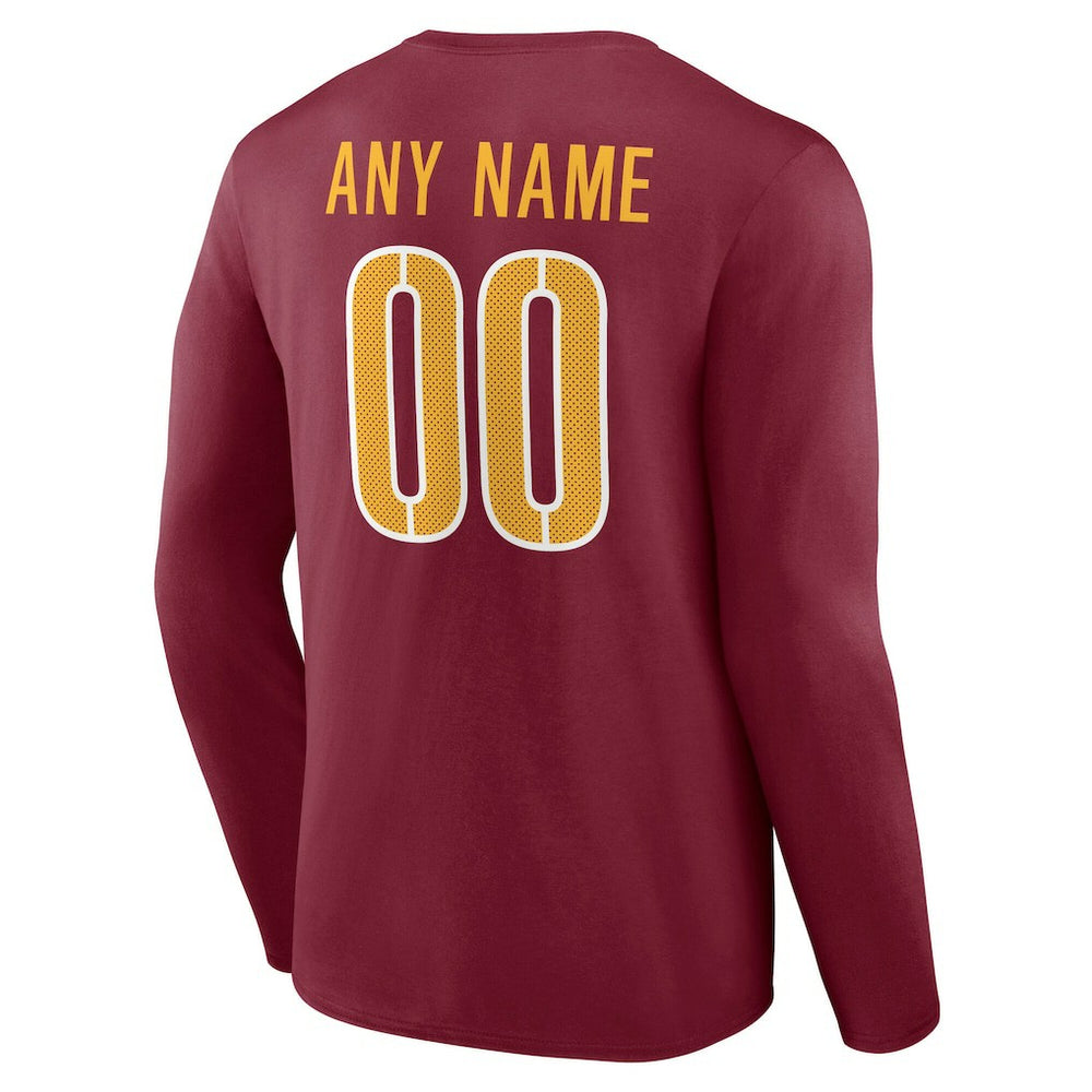 Washington Commanders Team Authentic Personalized Name & Number Long Sleeve T-Shirt - Burgundy - NFL