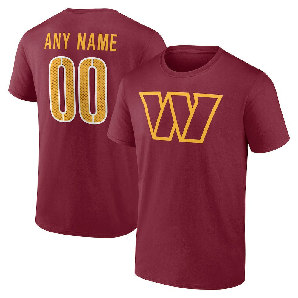 Washington Commanders Team Authentic Personalized Name & Number T-Shirt - Burgundy - NFL