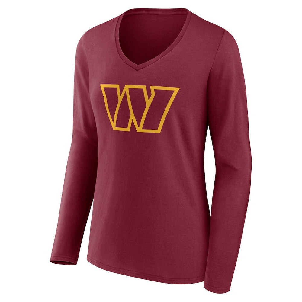 Washington Commanders Women's Team Authentic Personalized Name & Number Long Sleeve V-Neck T-Shirt - Burgundy - NFL