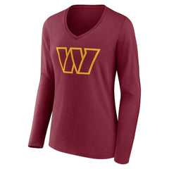 Washington Commanders Women's Team Authentic Personalized Name & Number Long Sleeve V-Neck T-Shirt - Burgundy - NFL