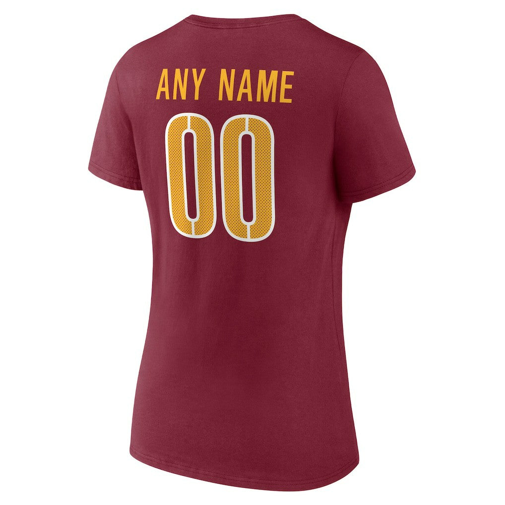 Washington Commanders Women's Team Authentic Personalized Name & Number V-Neck T-Shirt - Burgundy - NFL