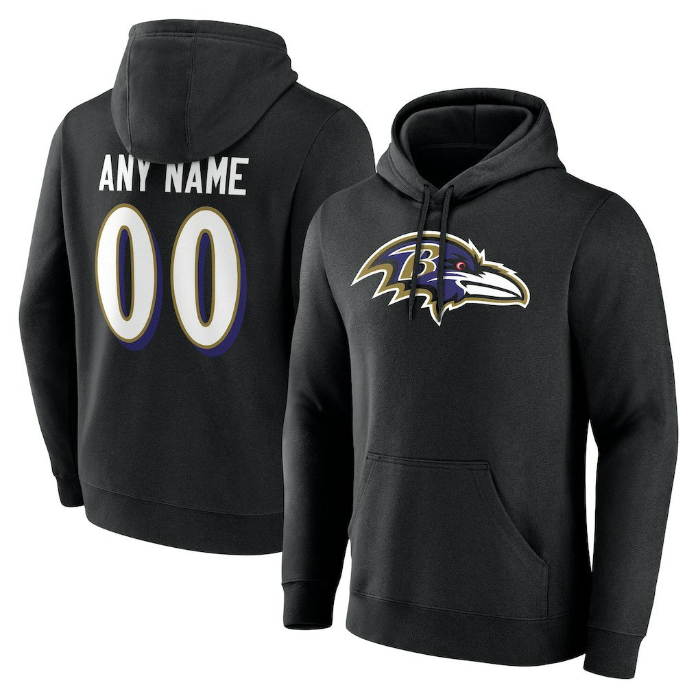 Baltimore Ravens Big & Tall Team Authentic Custom Hoodie - Black - NFL