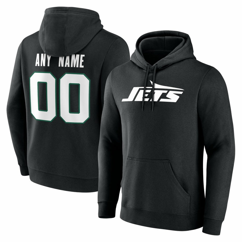New York Jets Big & Tall Team Authentic Custom Hoodie - Black - NFL