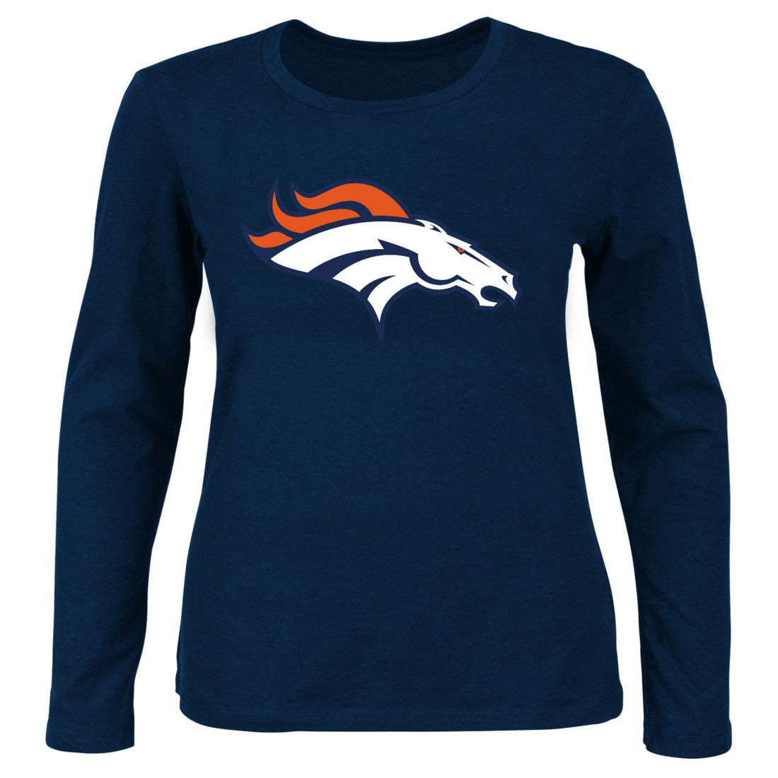 Denver Broncos Women's Plus Size Scoop Neck Long Sleeve T-Shirt - Navy - Fanatics