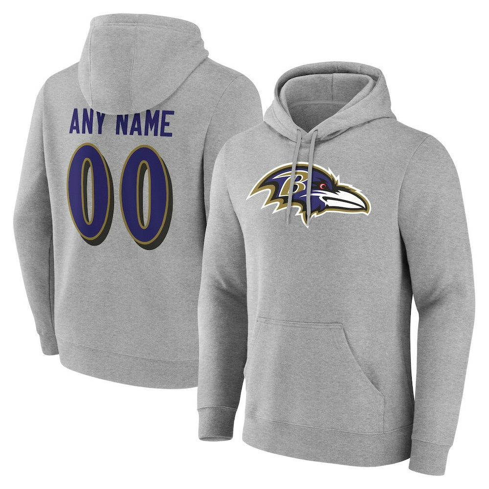 Baltimore Ravens Big & Tall Team Authentic Custom Hoodie - Gray - NFL